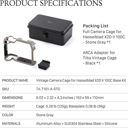 طقم قاعدة قفص الكاميرا الكلاسيكي من Tilta متوافق مع Hasselblad X2D II 100C | درع إعداد محسّن لصناعة الأفلام لحماية الجسم | جهاز أجهزة مصنوع من سبائك الألومنيوم مصنوع من السيراميك على نطاق نانو - رمادي حجري in Kuwait