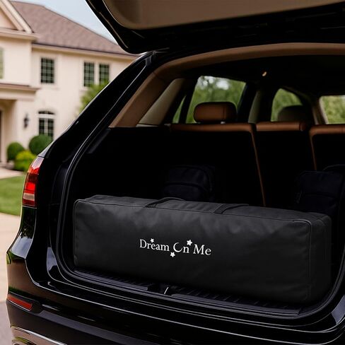 Dream On Me EZGo Portable Playard, Tool-Free Assembly, Easy One-Step Fold, Breathable Mesh Sides, Removable Mattress Pad & Smooth Locking Wheels, Travel Carry Bag Included – Black & White in Saudi Arabia