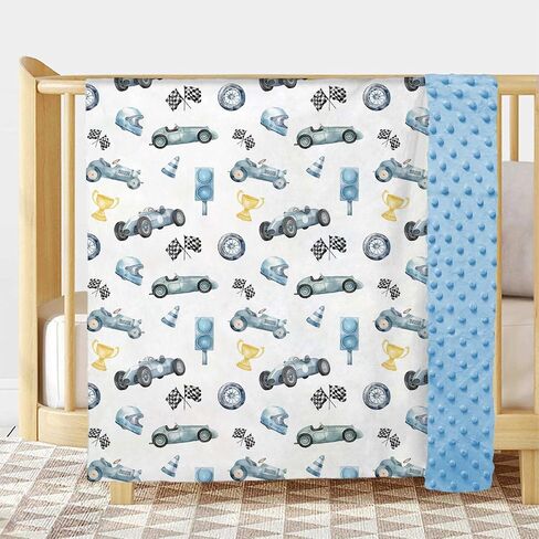 Buerhanerry Race Car Baby Blanket for Boys, 30"x40" | Soft Double Layer Minky with Dotted Backing, Racing Sports Toddler Nursery, Infant Crib Bedding, Stroller, Receiving Blankets in Saudi Arabia