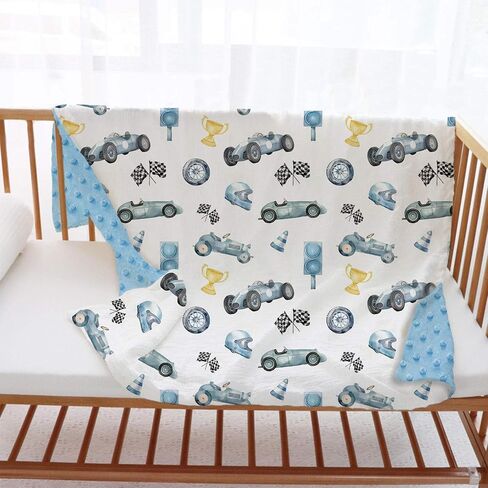 Buerhanerry Race Car Baby Blanket for Boys, 30"x40" | Soft Double Layer Minky with Dotted Backing, Racing Sports Toddler Nursery, Infant Crib Bedding, Stroller, Receiving Blankets in Saudi Arabia