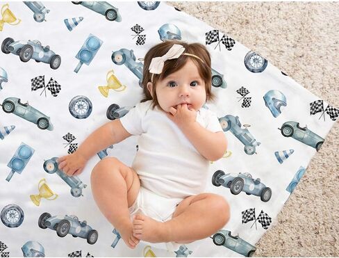 Buerhanerry Race Car Baby Blanket for Boys, 30"x40" | Soft Double Layer Minky with Dotted Backing, Racing Sports Toddler Nursery, Infant Crib Bedding, Stroller, Receiving Blankets in Saudi Arabia
