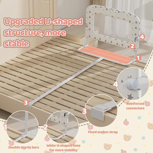 Bed Rail for Toddlers, 32" Foldable Bed Rail for Baby, Adjustable Height | One Click Folding,Breathable Fabric, Safe Metal Frame, Fits Crib,Twin, Bunk, Full Size, Queen & King Bed in Saudi Arabia