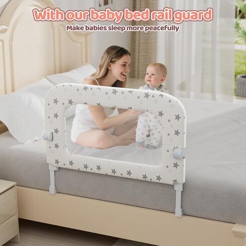 Bed Rail for Toddlers, 32" Foldable Bed Rail for Baby, Adjustable Height | One Click Folding,Breathable Fabric, Safe Metal Frame, Fits Crib,Twin, Bunk, Full Size, Queen & King Bed in Saudi Arabia
