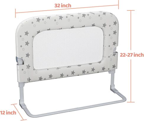 Bed Rail for Toddlers, 32" Foldable Bed Rail for Baby, Adjustable Height | One Click Folding,Breathable Fabric, Safe Metal Frame, Fits Crib,Twin, Bunk, Full Size, Queen & King Bed in Saudi Arabia