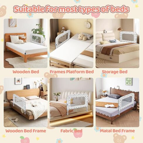 Bed Rail for Toddlers, 32" Foldable Bed Rail for Baby, Adjustable Height | One Click Folding,Breathable Fabric, Safe Metal Frame, Fits Crib,Twin, Bunk, Full Size, Queen & King Bed in Saudi Arabia