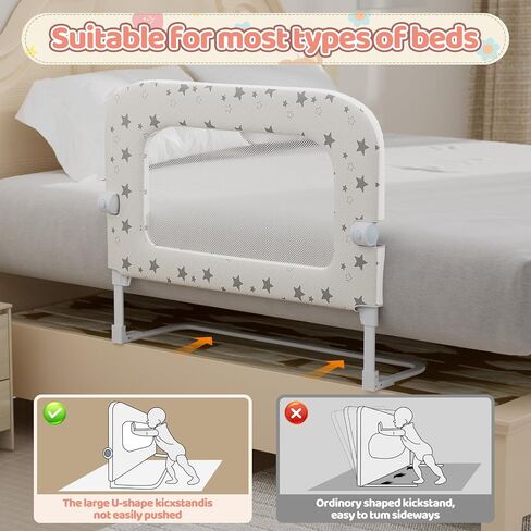 Bed Rail for Toddlers, 32" Foldable Bed Rail for Baby, Adjustable Height | One Click Folding,Breathable Fabric, Safe Metal Frame, Fits Crib,Twin, Bunk, Full Size, Queen & King Bed in Saudi Arabia