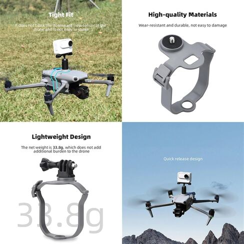 Air 3S Quadcopter Top Camera Mounts for DJI Air 3S AIR 3 Accessories | Air 3S Drone Extension Adapter Mount Compatible with Go Pro , for Insta360 / DJI Action Cameras/Vlog Lgiht Extension Bracket in Saudi Arabia