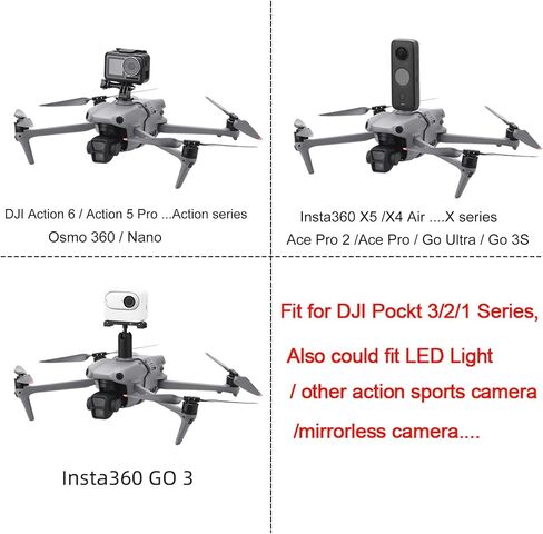 Air 3S Quadcopter Top Camera Mounts for DJI Air 3S AIR 3 Accessories | Air 3S Drone Extension Adapter Mount Compatible with Go Pro , for Insta360 / DJI Action Cameras/Vlog Lgiht Extension Bracket in Saudi Arabia