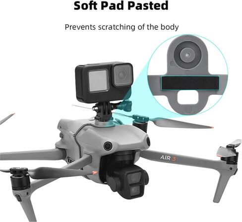 Air 3S Quadcopter Top Camera Mounts for DJI Air 3S AIR 3 Accessories | Air 3S Drone Extension Adapter Mount Compatible with Go Pro , for Insta360 / DJI Action Cameras/Vlog Lgiht Extension Bracket in Saudi Arabia