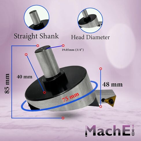 MachEl Straight Shank 3/4-Inch 3-Inch (75 mm) Fly Cutter for Milling & Lathe Machines – Indexable Tool with Replaceable Carbide Insert in Saudi Arabia