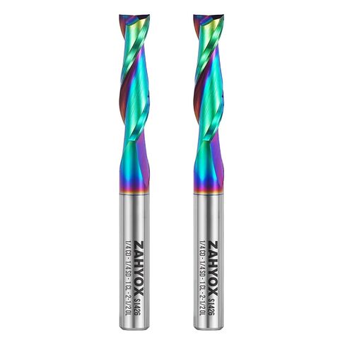 ZahyoX 1/4" DLC Coated Upcut CNC Router Bit, 2 Pack Set, 1/4" Shank Long-Life & Low Friction Bit for Plywood, MDF, and Hardwood in Saudi Arabia