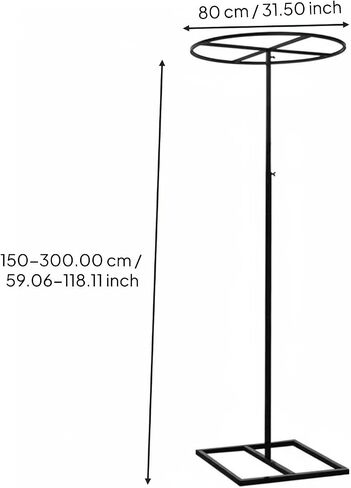IAMDORE Adjustable Support Display Hoop Stand Galvanized Iron Backdrop Frame Telescopic Pole Aisle Marker with Resistant Build Suitable for Weddings Parties , Black , 80CM in Saudi Arabia