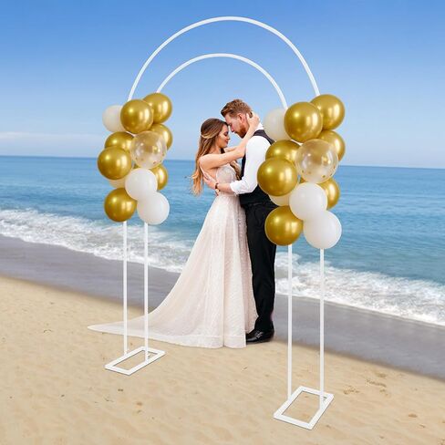7.2FT Arch Backdrop Stand Gold Wedding Party | 7.2FT metal arch backdrop stand, gold spray-painted iron, stable base, detachable, for weddings, parties, showers in Saudi Arabia