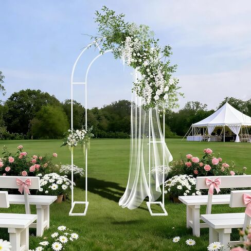 Arch Backdrop Stand Metal U Shaped Wedding Arch for Party Decoration | Iron With Spray Paint, Corrosion-Resistant, Stable Base, Wing Screw Connection, Detachable, 17.6Lbs Capacity, for Party/Baby in Saudi Arabia
