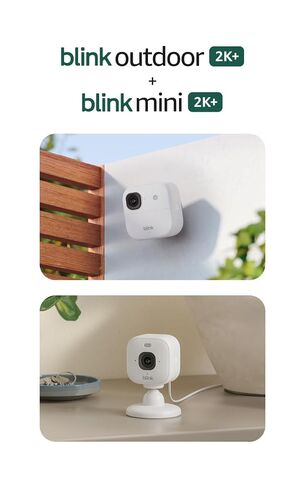 Blink Outdoor 2K+ and Mini 2K+ (newest model) — Wireless and plug-in 2K resolution smart security cameras, Sync Module Core included — 2 Cameras (White) in Saudi Arabia