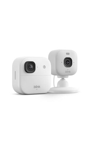 Blink Outdoor 2K+ and Mini 2K+ (newest model) — Wireless and plug-in 2K resolution smart security cameras, Sync Module Core included — 2 Cameras (White) in Saudi Arabia