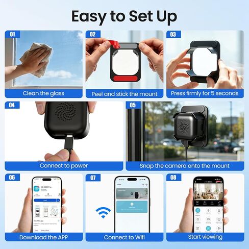 Ediloca 2K Window Camera for Home Security, 2.4GHz&5GHz WiFi Indoor Camera with Full Color Night Vision, AI Human Detection, 24/7 Recording, Easy Installation, RTSP/ONVIF Supported in Saudi Arabia