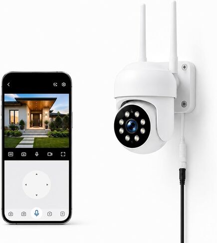 Camcamp Security Camera Wireless Outdoor, 1080P PTZ WiFi with Auto Tracking | Color Night Vision, Siren, 2-Way Audio, IP66 Weatherproof, WiFi 6, 24/7 Recording, No Monthly Fee, Works with Alexa in Kuwait