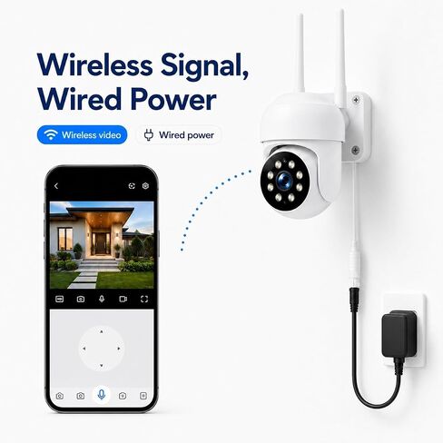 Camcamp Security Camera Wireless Outdoor, 1080P PTZ WiFi with Auto Tracking | Color Night Vision, Siren, 2-Way Audio, IP66 Weatherproof, WiFi 6, 24/7 Recording, No Monthly Fee, Works with Alexa in Kuwait
