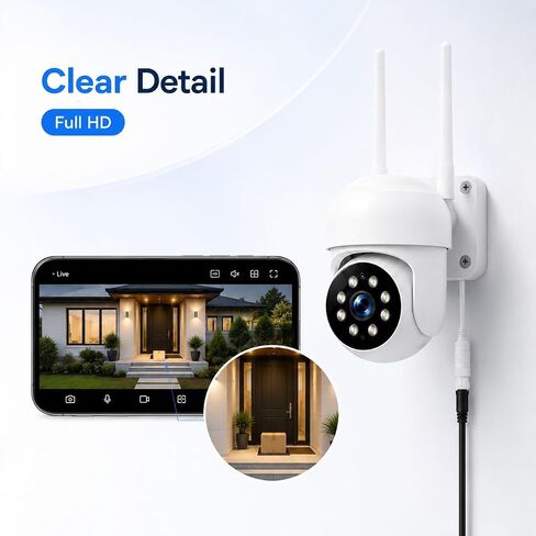 Camcamp Security Camera Wireless Outdoor, 1080P PTZ WiFi with Auto Tracking | Color Night Vision, Siren, 2-Way Audio, IP66 Weatherproof, WiFi 6, 24/7 Recording, No Monthly Fee, Works with Alexa in Kuwait