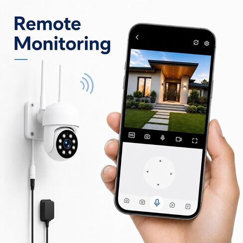 Camcamp Security Camera Wireless Outdoor, 1080P PTZ WiFi with Auto Tracking | Color Night Vision, Siren, 2-Way Audio, IP66 Weatherproof, WiFi 6, 24/7 Recording, No Monthly Fee, Works with Alexa in Kuwait