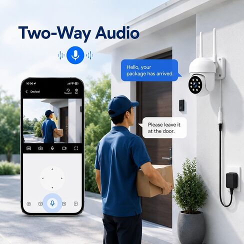 Camcamp Security Camera Wireless Outdoor, 1080P PTZ WiFi with Auto Tracking | Color Night Vision, Siren, 2-Way Audio, IP66 Weatherproof, WiFi 6, 24/7 Recording, No Monthly Fee, Works with Alexa in Kuwait