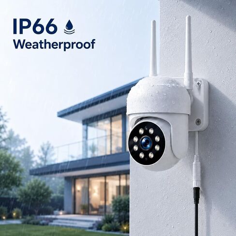 Camcamp Security Camera Wireless Outdoor, 1080P PTZ WiFi with Auto Tracking | Color Night Vision, Siren, 2-Way Audio, IP66 Weatherproof, WiFi 6, 24/7 Recording, No Monthly Fee, Works with Alexa in Kuwait
