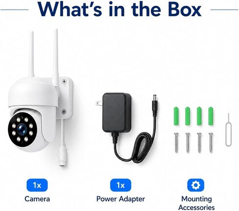 Camcamp Security Camera Wireless Outdoor, 1080P PTZ WiFi with Auto Tracking | Color Night Vision, Siren, 2-Way Audio, IP66 Weatherproof, WiFi 6, 24/7 Recording, No Monthly Fee, Works with Alexa in Kuwait