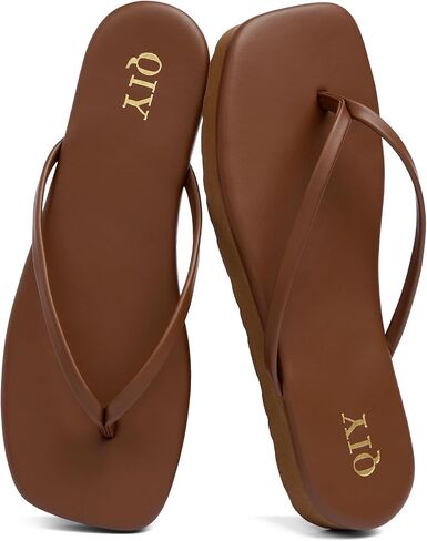 QIY Flip Flops for Women Square Toe Platform Sandals Slides, Dark Brown, 10 | Memory Foam Insole - Lightweight and Comfortable, Women Footwear Summer Thong Sandals for Women 2026 in Saudi Arabia