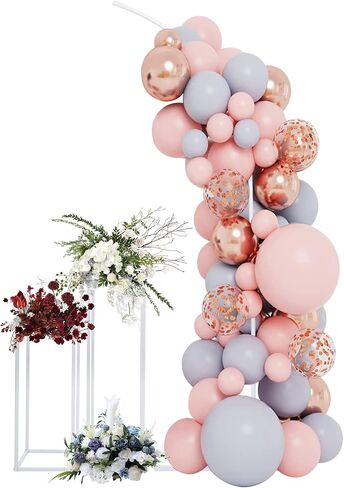 78.74in Balloon Arch Kit with 2 Flower Stand, White Arch Backdrop Stand | Metal Balloon Arch Stand Set, Floor Balloon Arch Frame for Wedding Birthday Backdrop Baby Shower Yard Lawn Christmas in Kuwait