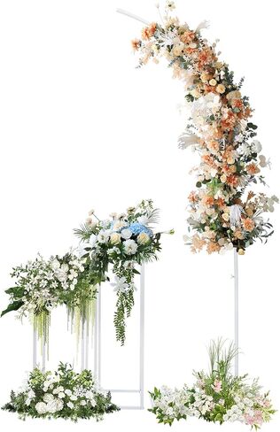 78.74in Balloon Arch Kit with 2 Flower Stand, White Arch Backdrop Stand | Metal Balloon Arch Stand Set, Floor Balloon Arch Frame for Wedding Birthday Backdrop Baby Shower Yard Lawn Christmas in Kuwait