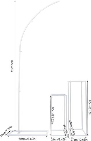 78.74in Balloon Arch Kit with 2 Flower Stand, White Arch Backdrop Stand | Metal Balloon Arch Stand Set, Floor Balloon Arch Frame for Wedding Birthday Backdrop Baby Shower Yard Lawn Christmas in Kuwait