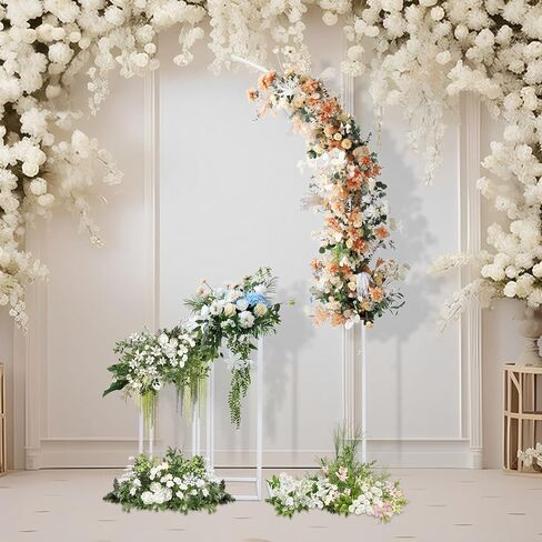 78.74in Balloon Arch Kit with 2 Flower Stand, White Arch Backdrop Stand | Metal Balloon Arch Stand Set, Floor Balloon Arch Frame for Wedding Birthday Backdrop Baby Shower Yard Lawn Christmas in Kuwait