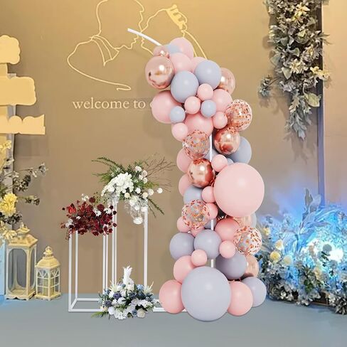 78.74in Balloon Arch Kit with 2 Flower Stand, White Arch Backdrop Stand | Metal Balloon Arch Stand Set, Floor Balloon Arch Frame for Wedding Birthday Backdrop Baby Shower Yard Lawn Christmas in Kuwait