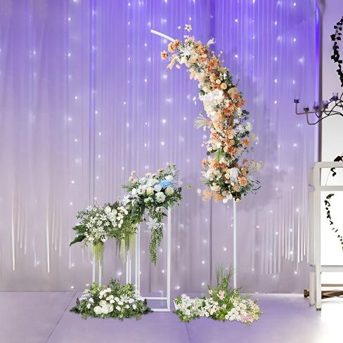 78.74in Balloon Arch Kit with 2 Flower Stand, White Arch Backdrop Stand | Metal Balloon Arch Stand Set, Floor Balloon Arch Frame for Wedding Birthday Backdrop Baby Shower Yard Lawn Christmas in Kuwait