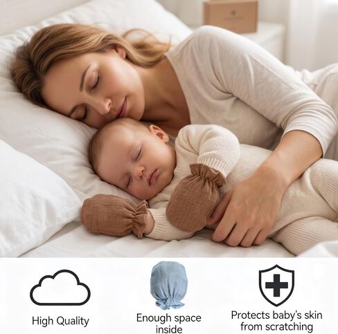 8 Pairs Newborn Baby Muslin Mittens Newborn Infant Toddler Mittens No Scratch Elastic Wrist Gloves Soft Breathable Cotton Gloves Must Haves Essentials for 0-6 Months Baby Boys Girls in Saudi Arabia