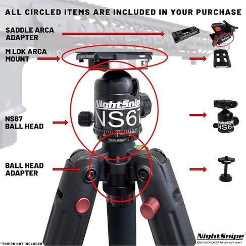 BOG DeathGrip Ball Head Conversion Kit | Ball Head Adapter + Arca-Swiss Saddle Mount + Arca-Swiss M LOK Mount + NS67 Ball Head | for use with BOG DeathGrip Tripod in Saudi Arabia