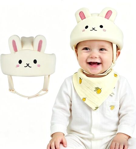 Baby Head Protector Anti-Collision Breathable Adjustable Toddler Helmet for Walking Crawling, Ultra-Lightweight Bunny Ear Safety Cap for Infants 6-24 Months in Saudi Arabia