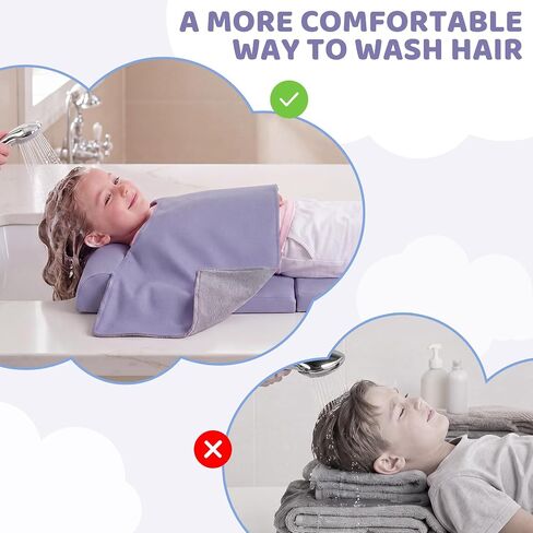 BALAPET Hair Washing Station for Kids with Foam Cushion & Reversible Bib | Soft Foam Support, Wipe-Clean PU Cover, Reversible Bib, Adjustable Snaps, Foldable Design，31.5 x 15.7 x 3.1 in in Saudi Arabia