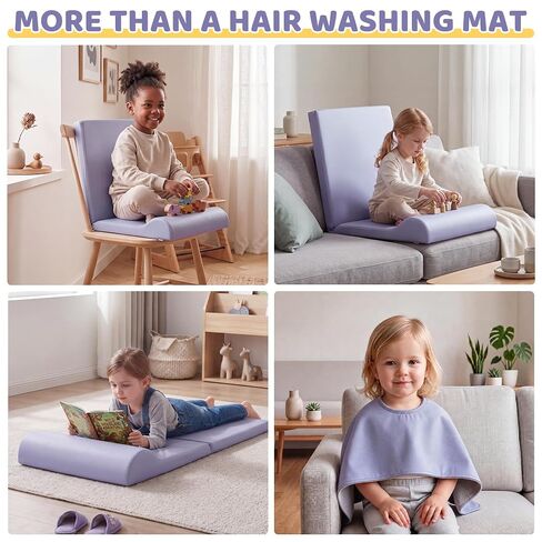 BALAPET Hair Washing Station for Kids with Foam Cushion & Reversible Bib | Soft Foam Support, Wipe-Clean PU Cover, Reversible Bib, Adjustable Snaps, Foldable Design，31.5 x 15.7 x 3.1 in in Saudi Arabia