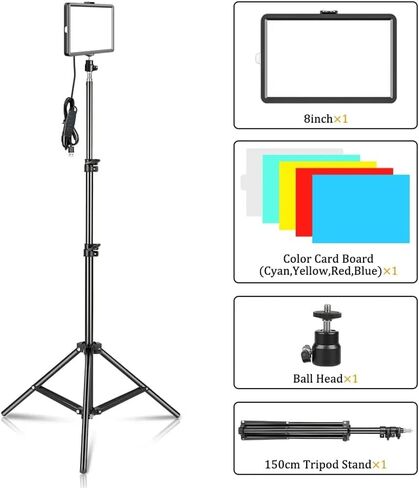 8 inch Photography Dimmable Flat-Panel Fill Lamp 3300-5600K LED Video Light for Live Streaming Photo Studio Panel in Kuwait