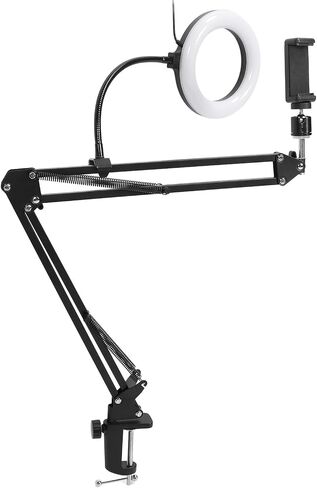 Ring Light with Articulated Arm, Phone Holder, Adjustable Brightness for Video Recording, Live Stream, Cooking, Vlog, 1.5 kg Capacity in Saudi Arabia