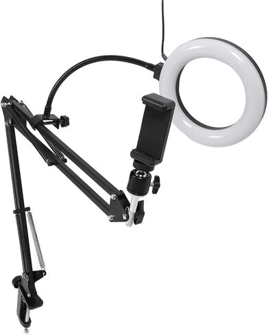 Ring Light with Articulated Arm, Phone Holder, Adjustable Brightness for Video Recording, Live Stream, Cooking, Vlog, 1.5 kg Capacity in Saudi Arabia