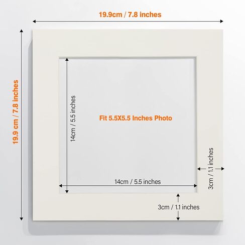 8pcs 8x8 Picture Mats, Photo Mats for 5.5x5.5 Inch Image Photo Frames Inside Acid Free for Photo Frame/Posters Prints/Paintings - 1.5mm Thickness/Cream-Colored in Saudi Arabia