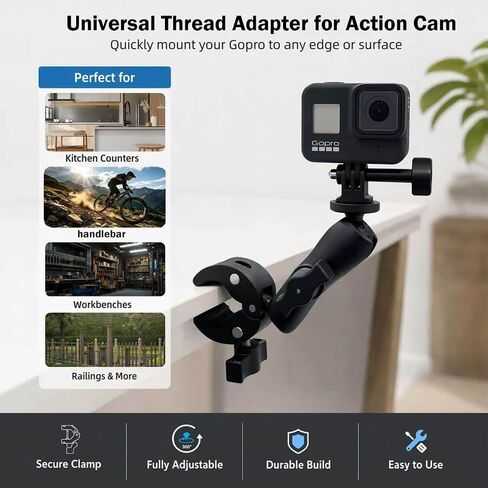 Double Super Clamp Mount 360° Adjustable Umbrella Tripod Mount | Camera Clamp for Photography Reflector Motorcycle Handlebar Umbrella Pole Holder Stand Bracket Flag Holder Light Stand Tripod in Saudi Arabia