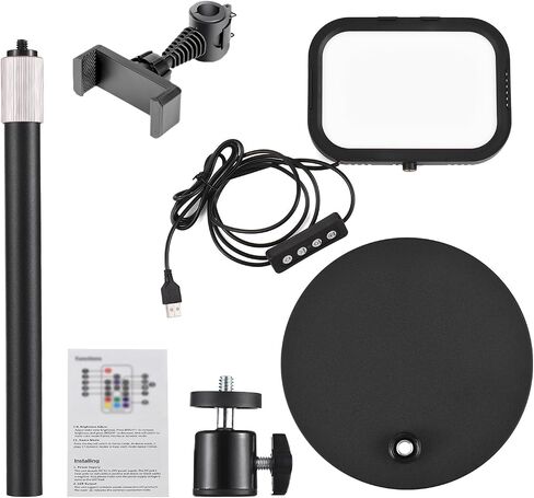 Naroote Desktop LED Video Light Video Conference Light, Zoom Meeting 3000K to 6500K Photography Fill with Adjustable Stand Phone Holder, USB Powered (1-Pack) in Saudi Arabia