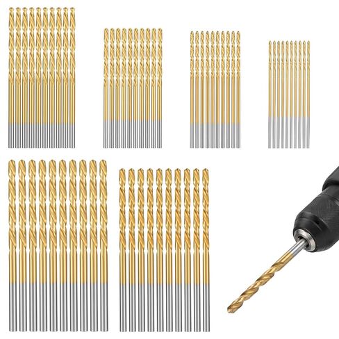 60pcs Fully Ground Micro Bits, Titanium Twist Drill Bit Set | for Metal and Wood, High Speed Steel Titanium Drill Bit Kit Set, Mini Twist Bits Sets for Plastic, Aluminum Alloy,Steels in Saudi Arabia