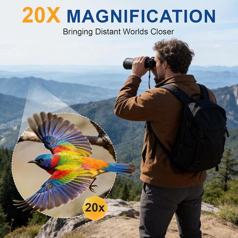 20x52 High Powered Binoculars for Adults | Large Wide View for Bird Watching; Rugged Rubber Armor for Comfortable Use; Clear with BAK4&FMC for Hunting Cruise Ship in Saudi Arabia
