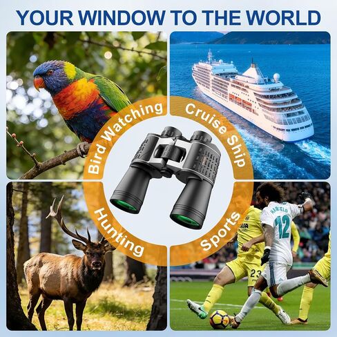 20x52 High Powered Binoculars for Adults | Large Wide View for Bird Watching; Rugged Rubber Armor for Comfortable Use; Clear with BAK4&FMC for Hunting Cruise Ship in Saudi Arabia