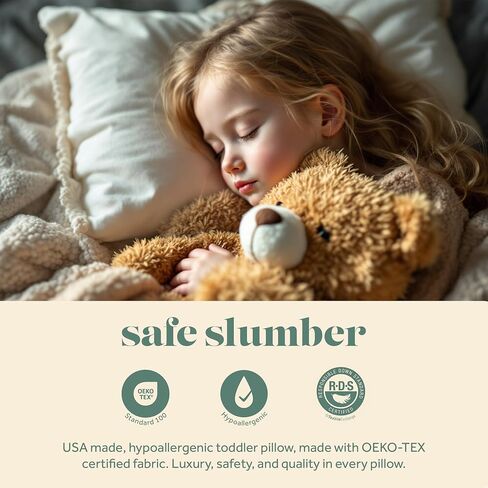 ComfyDown Toddler Pillow, 800 Fill Power Goose Down Fill, 300 Thread Count 100% Cotton Cover - Made in USA 18 Months to 6 Years (12" X 16") in Kuwait